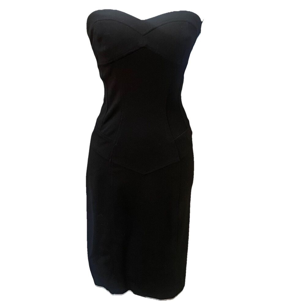 Diane von Furstenberg Strapless Corset Sheath Dress Sz 4 Dark Coquette Bodycon